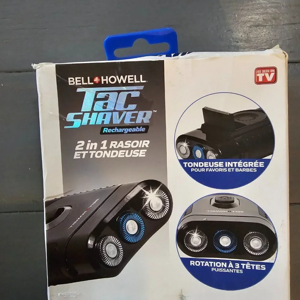 Bell + Howell Black 2 In 1 Compact Rechargeable Tac Shaver & Trimmer